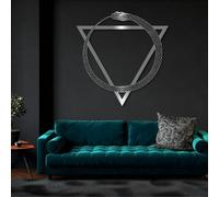 Decorazione da Parete in Metallo, Moderna e Minimalista, Raffigurante Il Serpente Ouroboros, la Geometria Sacra, la Scultura egizia, Gli arazzi per Il Soggiorno (Argento 28"x 29"|