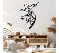 Decorazione da Parete in Metallo, Moderna e Minimalista, Raffigurante Un derviscio Rotante, Arabo Islamico, per Soggiorno, Grande Regalo Religioso Sufi (Nero 73x105 cm)