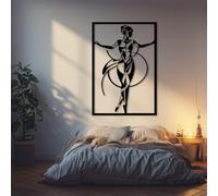 Decorazione da Parete in Metallo, Moderna e Minimalista, Raffigurante Una Donna Ballerina Astratta, Disegno al Tratto, per la casa, la Camera da Letto, Il Soggiorno, Il Bagno (bian