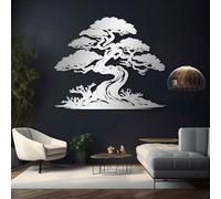 Decorazione da Parete in Metallo Moderna e Minimalista, Ramo dell'albero della Vita per la Natura, Cartello da Appendere in Stile Fattoria, Soggiorno (Argento 2 35"L x 30" W)