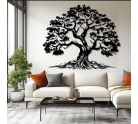Decorazione da Parete in Metallo Moderna e Minimalista, Ramo dell'albero della Vita per la Natura, Cartello da Appendere in Stile Fattoria, Soggiorno (Nero 1 19"L x 15" W)