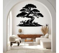 Decorazione da Parete in Metallo Moderna e Minimalista, Ramo dell'albero della Vita per la Natura, Cartello da Appendere in Stile Fattoria, Soggiorno (Nero 2,47"L x 39" W)