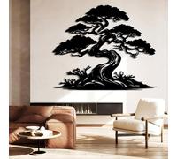 Decorazione da Parete in Metallo Moderna e Minimalista, Ramo dell'albero della Vita per la Natura, Cartello da Appendere in Stile Fattoria, Soggiorno (Nero 2,35 L x 30 W)