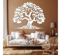 Decorazione da Parete in Metallo Moderna e Minimalista, Ramo dell'albero della Vita per la Natura, Cartello da Appendere in Stile Fattoria, Soggiorno (Bianco 1 41"L x 35" W)
