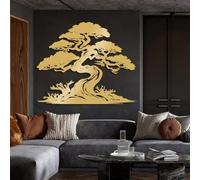 Decorazione da Parete in Metallo Moderna e Minimalista, Ramo dell'albero della Vita per la Natura, Cartello da Appendere in Stile Fattoria, Soggiorno (Oro 2 24"L x 20" W)