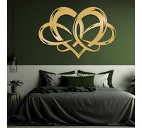 Decorazione da Parete in Metallo Moderna e Minimalista, Simbolo dell'infinito a Forma di Cuore per Amore, Geometrico, sopra Il Letto, Camera da Letto, Regalo di Nozze (Oro 51x76 cm