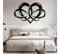 Decorazione da Parete in Metallo Moderna e Minimalista, Simbolo dell'infinito, Cuore per Amore, Geometrico, sopra Il Letto, Camera da Letto, Regalo di Nozze (Nero 70x105 cm)