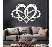 Decorazione da Parete in Metallo Moderna e Minimalista, Simbolo dell'infinito, Cuore per Amore, Geometrico, sopra Il Letto, Camera da Letto, Regalo di Nozze (Bianco 24"x35"|60x90cm