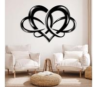 Decorazione da Parete in Metallo Moderna e Minimalista, Simbolo dell'infinito, Cuore per Amore, Geometrico, sopra Il Letto, Camera da Letto, Regalo di Nozze (Nero 24"x35"|60x90cm)