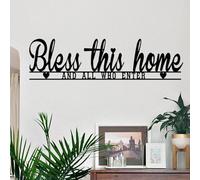 Decorazione da parete in metallo nero con scritta "Bless This Home" per decorazione da parete in ferro battuto, decorazione da parete in metallo, decorazione per fattoria, soggiorno, cucina, sala da pranzo, camera da letto, 16,5 x 4,10,2 cm