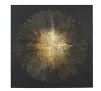 Decorazione da parete in metallo nero e rilievi dorati 90 cm x 90 cm