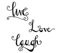 Decorazione da Parete in Metallo Nero Live Love Laugh Segni da Parete con Parole Arte da Parete Minimalista in Metallo per Interni Esterni Soggiorno Camera da Letto Balcone Cucina Decorazioni