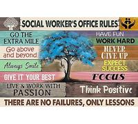 Decorazione da parete in metallo per soggiorno, assistente sociale, ufficio, regole Go The Extra Mile Go Above and Beyond Always Smile, targa in metallo chic da parete divertente in metallo, regalo
