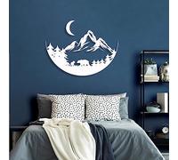 Decorazione da Parete in Metallo Rustico - Decorazione per la Famiglia di orsi, Amante della Fauna Selvatica, da Appendere (Bianco, 30x23 Pollici / 76x58,5 cm)