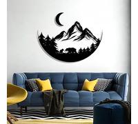 Decorazione da Parete in Metallo Rustico - Decorazione per la Famiglia di orsi, Amante della Fauna Selvatica, da Appendere (Nero, 30x23 Pollici / 76x58,5 cm)