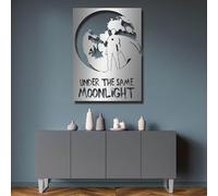 Decorazione da parete in metallo, supereroe sotto la stessa luna, decorazione da parete in metallo, poster del film dei supereroi, idea regalo per l'inaugurazione della casa, grande arte da parete in