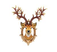 Decorazione da Parete in Resina con Testa di Cervo, Scultura di Testa di Animale Finta con Cornice Intricata e Corna Dettagliate per Soggiorno, Camera da Letto, Ingresso(Gold,L)