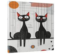 Decorazione da parete in tela con motivo gatto con orecchie rosse, graziosa stampa con gatto autunnale, decorazione estetica per soggiorno, camera da letto, ufficio, casa, tela avvolta 30,5 x 30,5 cm