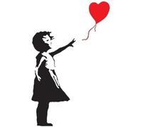 Decorazione da parete in vinile raffigurante la Bambina col palloncino a forma di cuore dell’artista Banksy, 56 cm x 29 cm