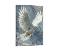 Decorazione da parete moderna su tela per la casa, poster estetico con animali, aquila bianca, montagna, maestosa atmosfera, pittura creatore, 20 x 30 cm, con cornice