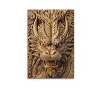 Decorazione da parete moderna su tela, poster con scritta "Potere divino del drago dorato", misterioso e scioccante, aggiunge un'atmosfera fantasy agli studi artistici, 40 x 60 cm, senza cornice