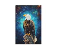 Decorazione da parete moderna su tela, poster estetico con animali, cielo stellato, aquila, misteriosa e scioccante, aggiunge un'atmosfera fantasy a studi artistici, 60 x 90 cm, senza cornice