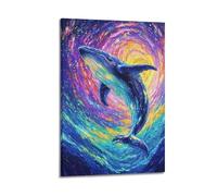 Decorazione da parete moderna su tela, poster estetico per la casa, poster con animali balena sotto il cielo stellato, carino e curativo, aggiunge divertimento infantile alla camera dei bambini, arte