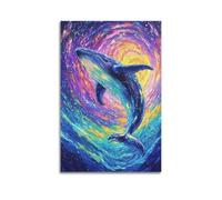 Decorazione da parete moderna su tela, poster estetico per la casa, poster con animali, balena sotto il cielo stellato, carino e curativo, aggiunge divertimento infantile alla camera dei bambini, arte