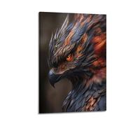 Decorazione da parete moderna su tela, poster estetico per la casa, poster con animali con aquila e occhi di fuoco, decorazione maestosa atmosfera, pittura creatore 30 x 45 cm, con cornice