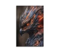 Decorazione da parete moderna su tela, poster estetico per la casa, poster con animali con aquila, occhi di fuoco, decorazione maestosa atmosfera, pittura creatore 60 x 90 cm, senza cornice