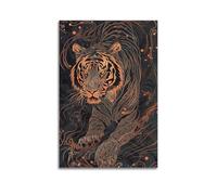 Decorazione da parete moderna su tela, poster estetico per la casa, poster con animali, tigre feroce, carino e curativo, aggiunge divertimento infantile alla camera dei bambini, arte 50 x 75 cm, senza