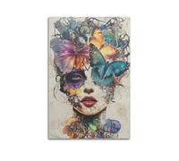 Decorazione da parete moderna su tela, poster estetico per la casa, poster con figura di farfalla, ombra illusoria, misterioso e scioccante, aggiunge un'atmosfera fantasy agli studi artistici, 50 x 75