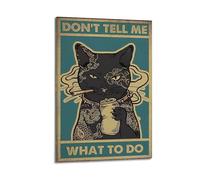 Decorazione da parete moderna su tela, poster estetico per la casa, poster con gatto ribelle carino e curativo che aggiunge divertimento infantile alla cameretta dei bambini, arte 50 x 75 cm, stile
