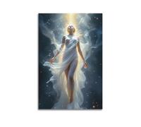 Decorazione da parete moderna su tela, poster estetico per la casa, poster con personaggi stellati Divina donna sognante per camere da letto immaginazione, 60 x 90 cm, senza cornice