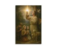 Decorazione da parete moderna su tela, poster estetico per la casa, poster religioso, scena religiosa, scena della Santa Comunione, atmosfera sacra, pittura creatore, 20 x 30 cm, senza cornice