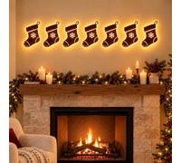 Decorazione da Parete Natalizia A LED, Set di Luci for Slitta con Renne in Legno 7 Pezzi(#d)