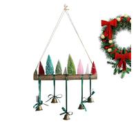 Decorazione da parete natalizia - stringa di luci LED in legno colorato festivo campanelle in metallo | decorazione da parete per le vacanze in fattoria | per soggiorno, ingresso, camino, feste