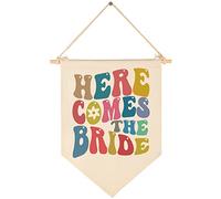 Decorazione da parete per addio al nubilato - Here Comes the Bride - Regalo di sposa - Accessori per decorazioni nuziali - Bandiera da appendere in tela