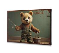 Decorazione da parete per bagno, motivo: panda con cestino in tela, decorazione da parete per soggiorno, bagno, 30 x 40 cm