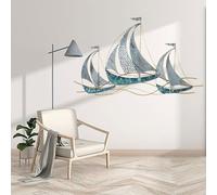 Decorazione da parete per barca a vela in metallo 3D - Sculture da parete in metallo - Barca a vela rustica, per ufficio, sala da pranzo, camera da letto, sfondo del divano, soggiorno, scuola,A