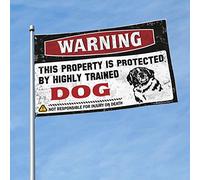 Decorazione da parete per dormitorio per ragazzi universitari che avvertono questa proprietà è protetta da un cane altamente addestrato, cartello vintage per bar (60 x 90 cm)