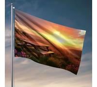 Decorazione da parete per dormitorio per ragazzi universitari, un tavolo da picnic in legno circondato da fiori di campo bandiera roba da bagno accessori casa bar (60 x 90 cm)