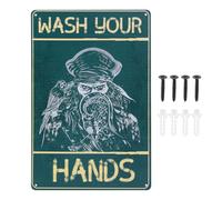 Decorazione da Parete per il Bagno, Wash Your Hands Arte da Parete per il Bagno Decorazione da Parete per il Bagno Divertente Pirata Decorazione da Parete per il Bagno in Alluminio