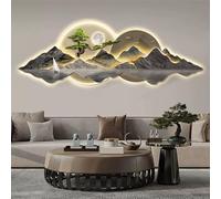 Decorazione da Parete per Soggiorno con Luce A LED，Moderno Grande Pino Accogliente Dipinto di Paesaggio Scultura da Parete，Decorazione per La Casa Opere d'Arte Dipinti Appesi Decorazione Lampada