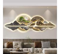 Decorazione da Parete per Soggiorno con Luce A LED，Moderno Grande Pino Accogliente Dipinto di Paesaggio Scultura da Parete，Decorazione per La Casa Opere d'Arte Dipinti Appesi Decorazione Lampada