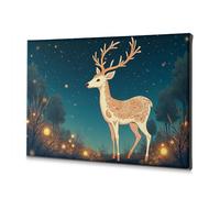 Decorazione da parete per soggiorno, un cervo ornato con motivi intricati che si trova in una foresta mistica. Tela decorativa per la casa, decorazione rustica per la casa (30 x 40 cm)