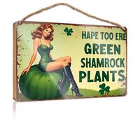 Decorazione da parete per ufficio divertente Hape Too Ere verde trifoglio piante casa ufficio regali cartello in legno da appendere (23 x 35 cm)
