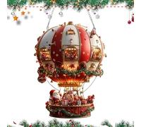 Decorazione da parete piatta in acrilico | Decorazione da parete piatta 2D a forma di mongolfiera di Babbo Natale, arte stravagante, decorazione per esterni e interni, inaugurazione della casa, camera