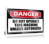 Decorazione da parete retrò con scritta "Danger Do Not Operate This Machine Unless Autorizzata Retrò" | Decorazione da parete in stile country, accessorio vintage per cucina e bar, facile da appendere