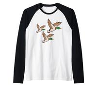 Decorazione da Parete retrò Kitsch Three Flying Ducks 3 Mallards Maglia con Maniche Raglan
